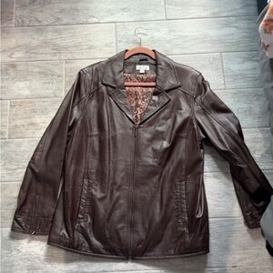 Luxurious Brown Leather Jacket with Leopard Lining